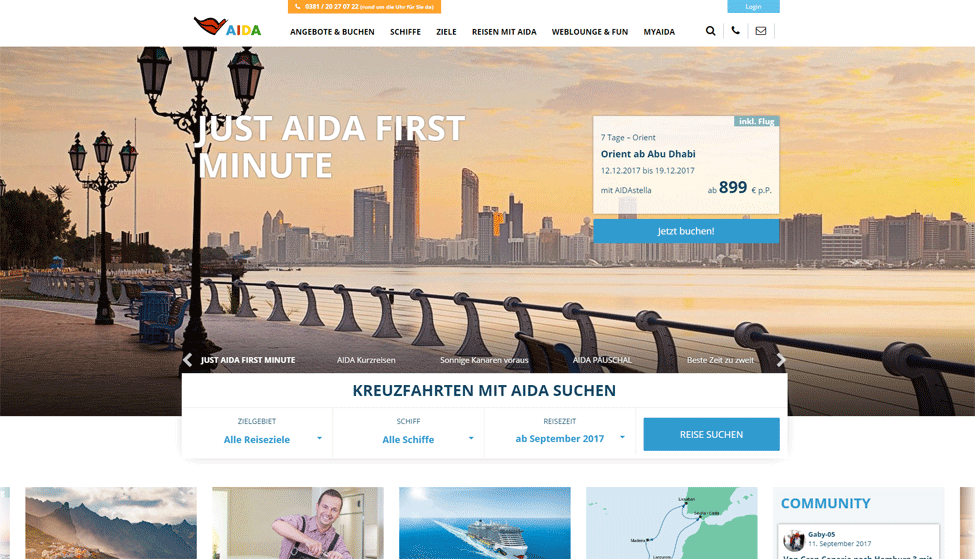 Neue AIDA Homepage